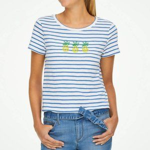 Loft Blue Stripe Beaded Pineapple Tee
